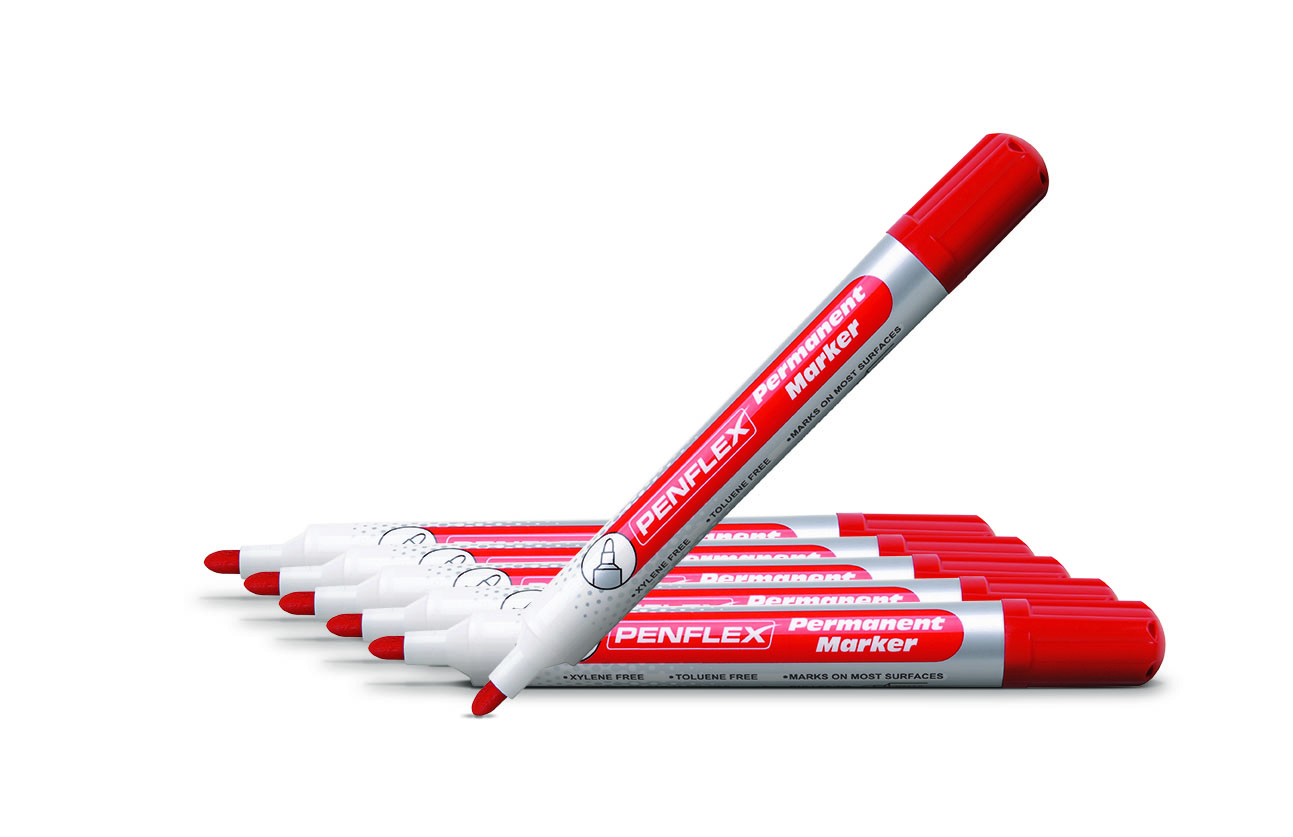Penflex 15mm Barrel Permanent Markers Red Bullet Tip Eastpoint