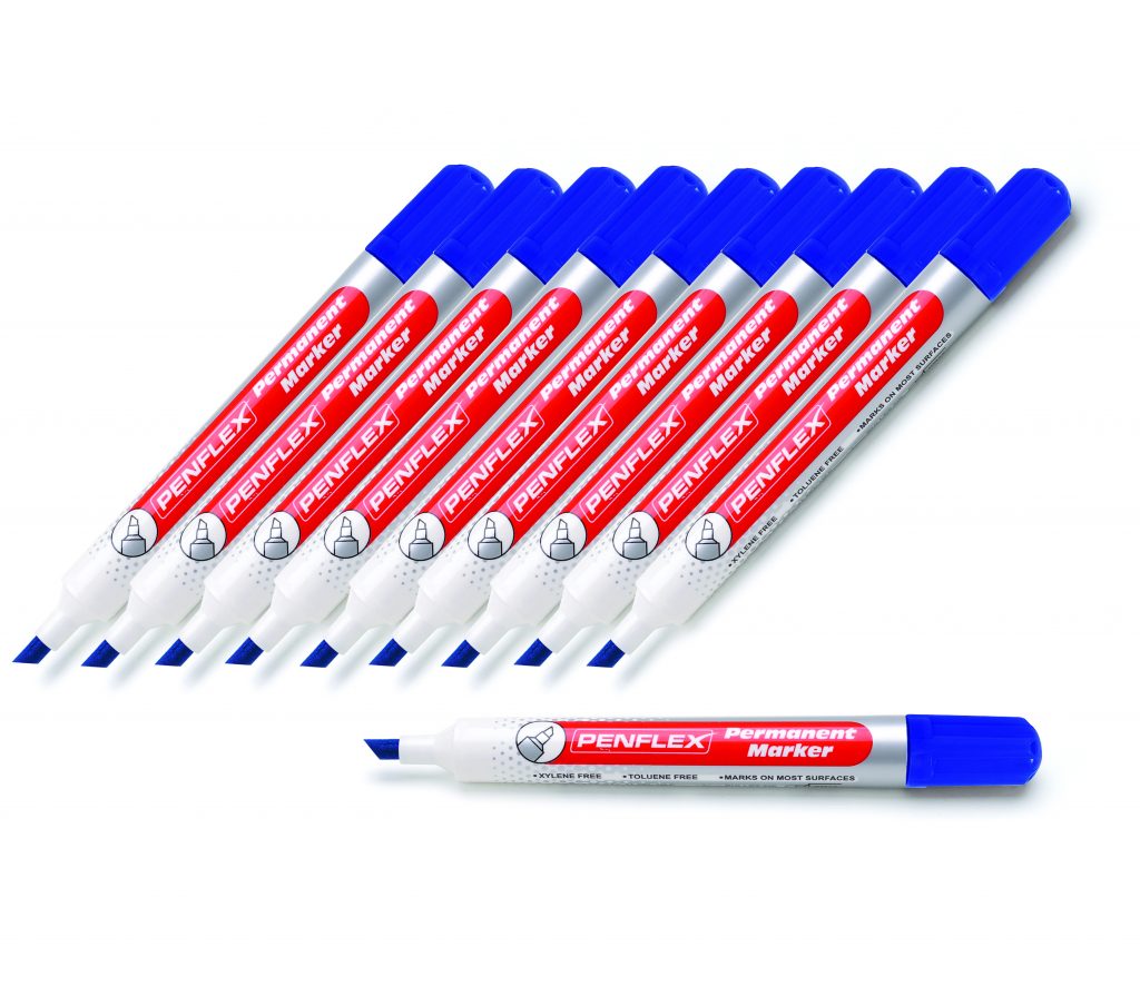 Penflex 15mm Barrel Permanent Markers Blue Chisel Tip Eastpoint